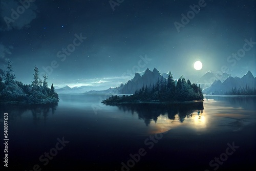 Night lake illustration © paranoic_fb