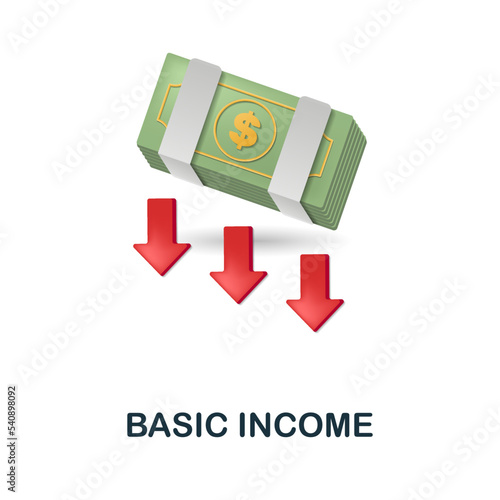 Basic Income icon. 3d illustration from fintech industry collection. Creative Basic Income 3d icon for web design, templates, infographics and more