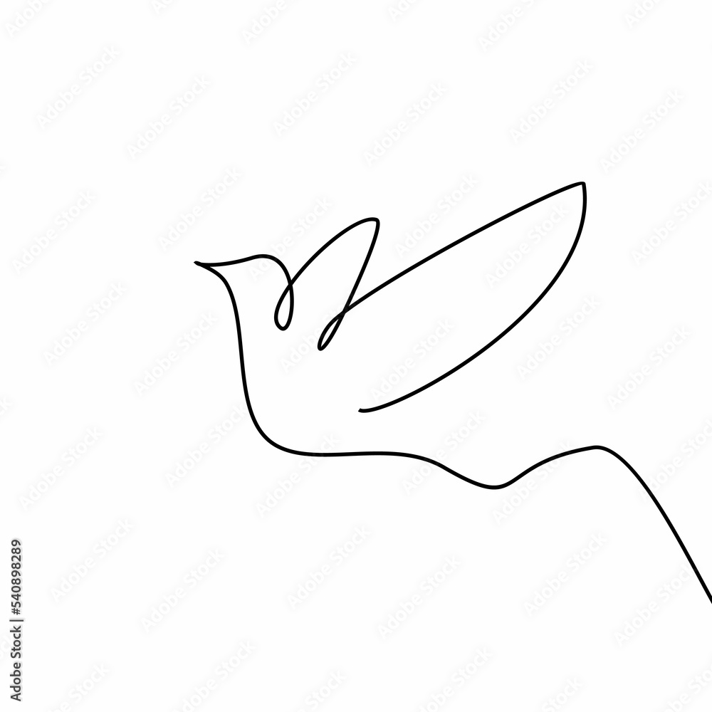 continuous line drawing bird flying Stock Vector | Adobe Stock