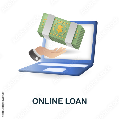 Online Loan icon. 3d illustration from fintech industry collection. Creative Online Loan 3d icon for web design, templates, infographics and more