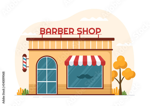 Barber Shop for Male or Female Clients Haircut with Mirrors, Desk and Hair Cutting Equipment in Flat Cartoon Hand Drawn Templates Illustration