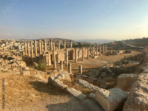 Jerash, Jordan, November 2019 - A pile of dirt in front of a building