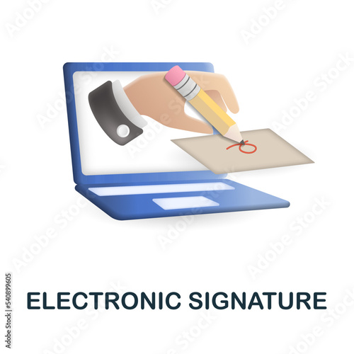 Electronic Signature icon. 3d illustration from fintech industry collection. Creative Electronic Signature 3d icon for web design, templates, infographics and more