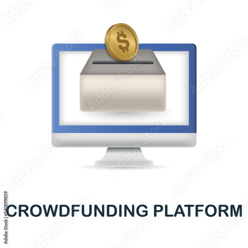 Crowdfunding Platform icon. 3d illustration from fintech industry collection. Creative Crowdfunding Platform 3d icon for web design, templates, infographics and more