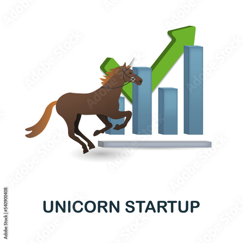 Unicorn Startup icon. 3d illustration from fintech industry collection. Creative Unicorn Startup 3d icon for web design, templates, infographics and more