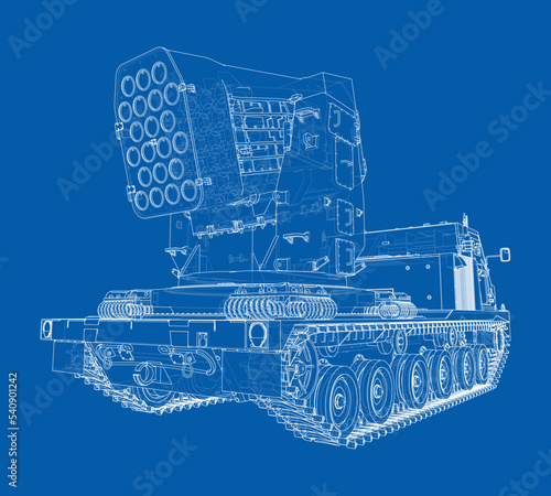 Military track missle system. Vector