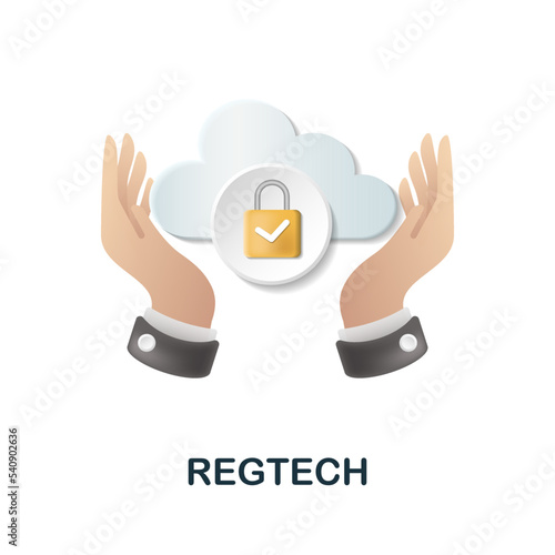 Regtech icon. 3d illustration from fintech collection. Creative Regtech 3d icon for web design, templates, infographics and more photo