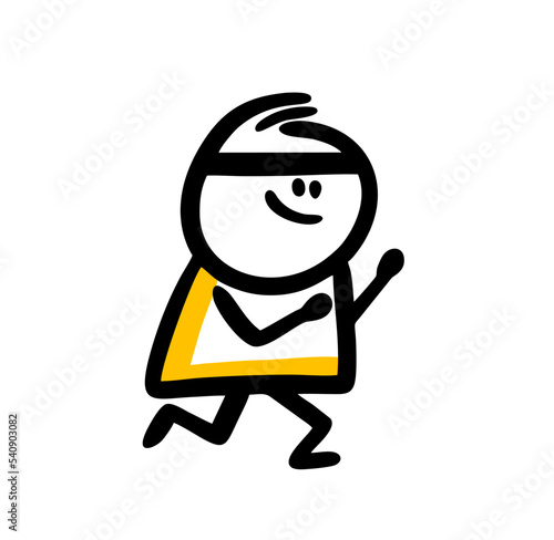 Fat character man runing for health and beauty.