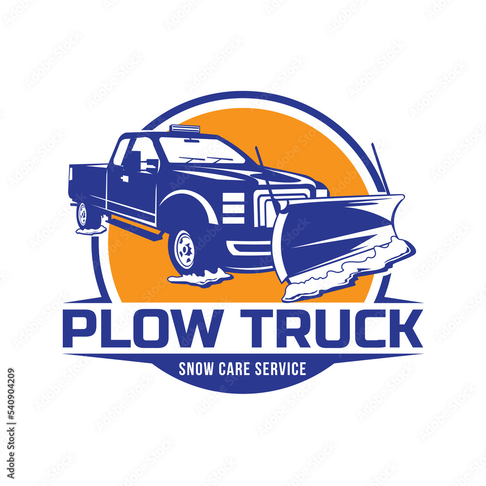 Plow truck badge design logo, good for plow snow truck business company