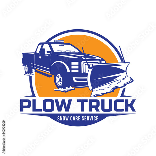 Plow truck badge design logo, good for plow snow truck business company logo photo
