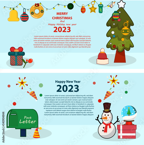vector Christmas banner pack collection with illustration element for natal christimas day and happy new year greeting welcome holiday