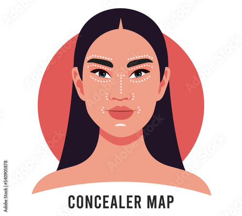 How to apply Concealer, Young beautiful woman applying beauty product on white background, applying concealer on face to cover dark circles