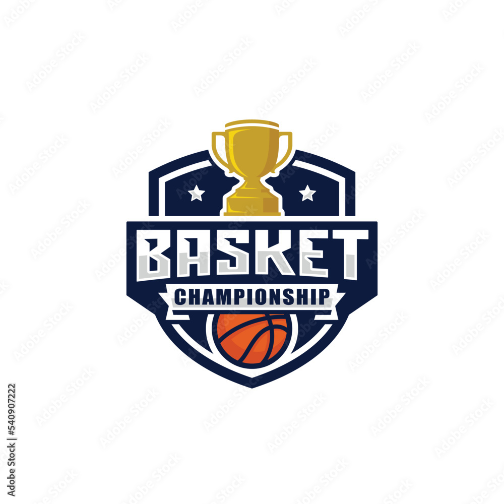 Championship trophy logo design - basketball Vector Image