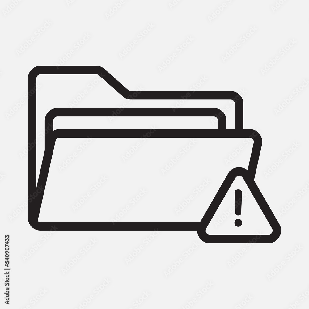Warning icon in line style about folders, use for website mobile app presentation