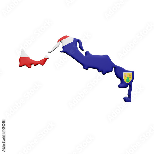 PNG 3D Rendering of Turks and Caicos Island Flag Map