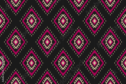 Fabric ethnic ikat pattern art. Geometric ethnic ikat seamless pattern in tribal. Mexican style. Design for background, wallpaper, illustration, fabric, clothing, carpet, textile, batik, embroidery.