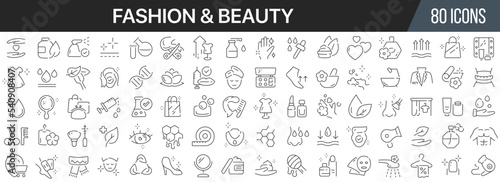 Fashion and beauty line icons collection. Big UI icon set in a flat design. Thin outline icons pack. Vector illustration EPS10