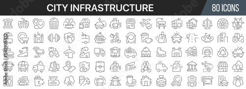 City infrastructure line icons collection. Big UI icon set in a flat design. Thin outline icons pack. Vector illustration EPS10 © stas111