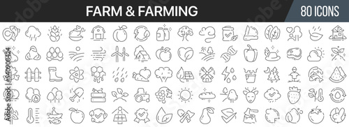 Farm and farming line icons collection. Big UI icon set in a flat design. Thin outline icons pack. Vector illustration EPS10 © stas111