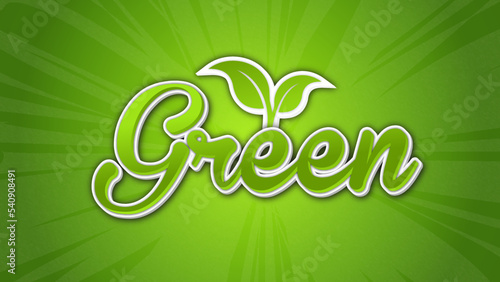 Green Text Effect  templete editable Vector file with Realstic 3D Style