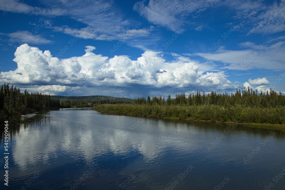 Beautiful clouds over Chena River at Fairbanks,Alaska,United States,North America
