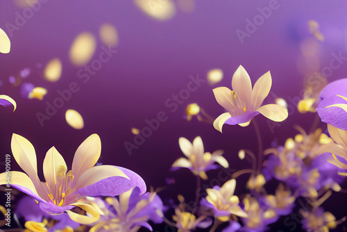 purple background with yellow flowers