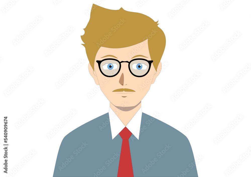 Brown man with glasses. Cartoon people Brown man with glasses. Cartoon people