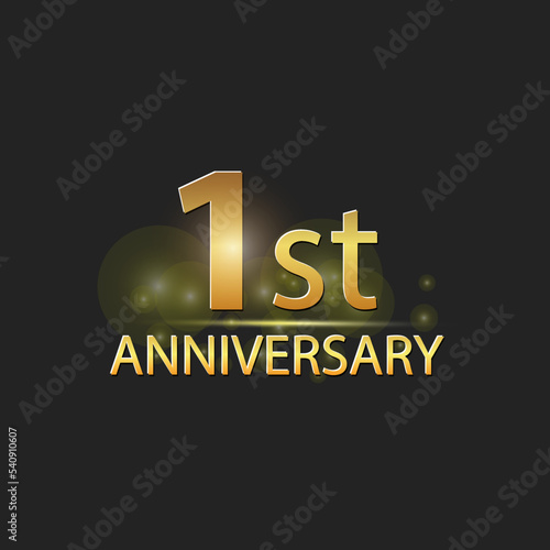 Gold 1st year anniversary celebration elegant logo