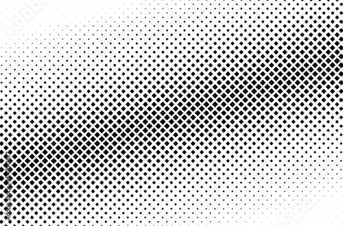 Halftone square dots. Checkered halftone pattern. Abstract rhombus background.