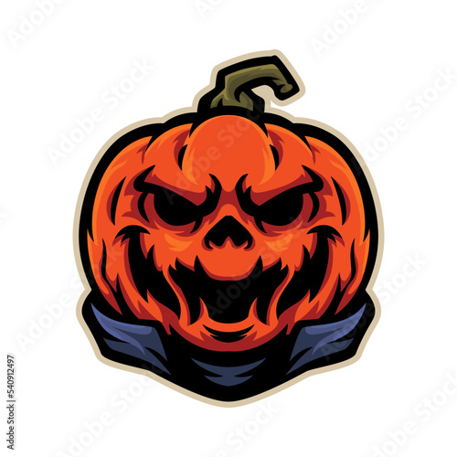 Halloween scary pumpkin sport mascot logo design