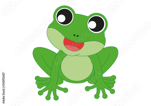 Cartoon Frog who sings. Vector Illustration of Green Frog