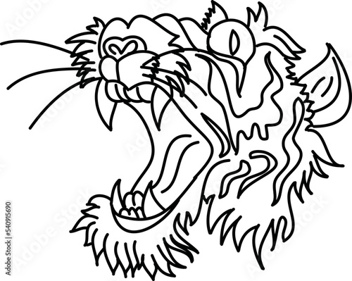 Tiger face sticker vector.Tiger head traditional tattoo.Vector of Japanese tiger for sticker or printing on T-shirt.