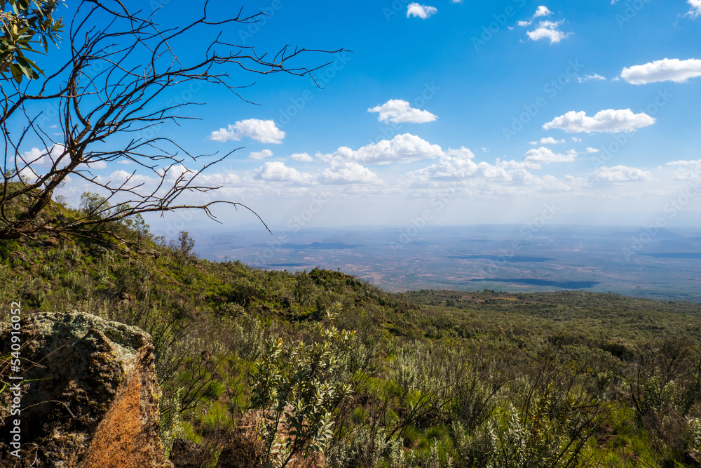 Scenic view of the volcanic crater on Mount Suswa in rural Kenya