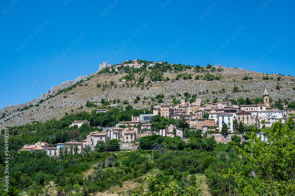 Panorama of the medieval village and the castle of Rocca Calascio