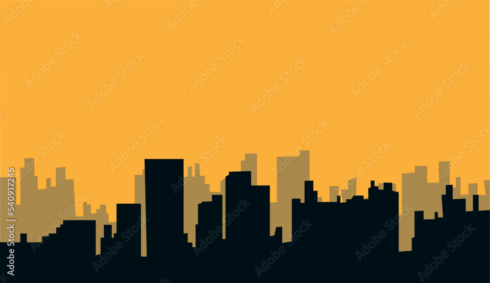 buildings consisting of large and low buildings side by side and sunrise or sunset concept design