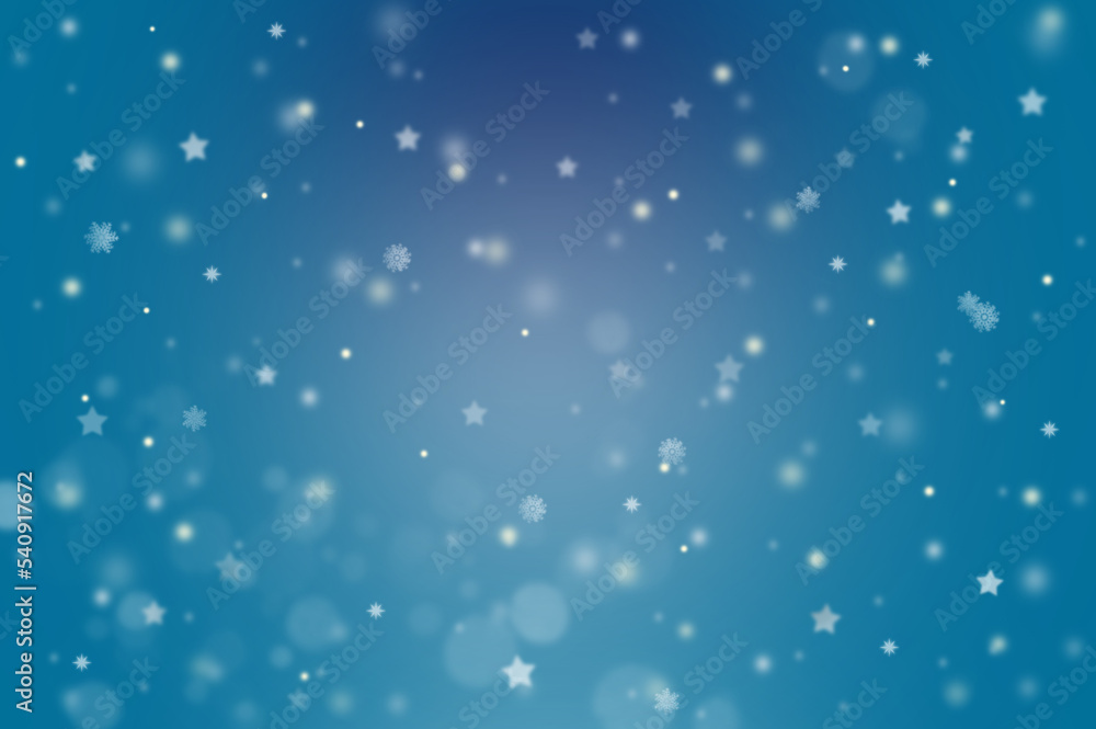 雪が降るキラキラ輝く星と光の背景 雪が降るキラキラ輝く星と光の背景