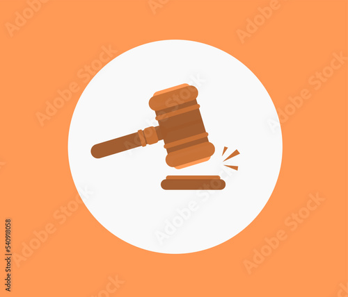Judge hammer round icon