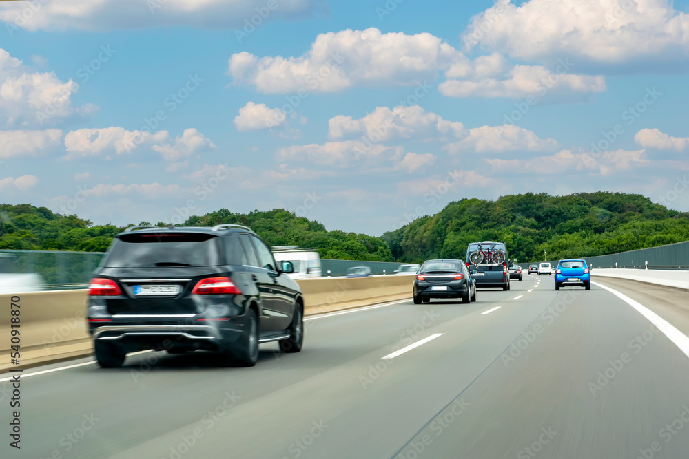 Car on highway in summer