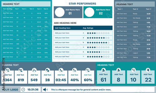 Business Chart Visual Graphics Report Concept. Banking, finance, credit union dashboard UI, clean and simple app interface. Dashboard user admin panel template for contact center agents and supervisor