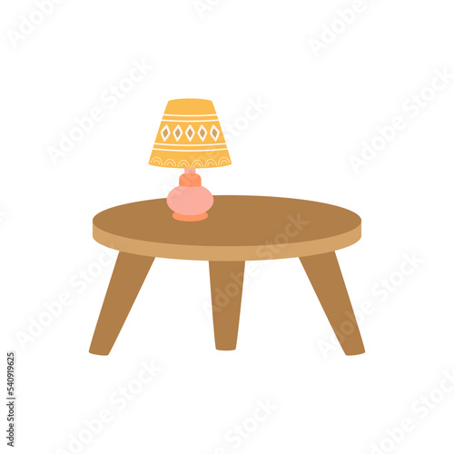 vector illustration of coffee table with bedside lamp