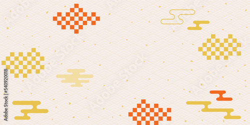 お正月の和柄の雲の背景素材