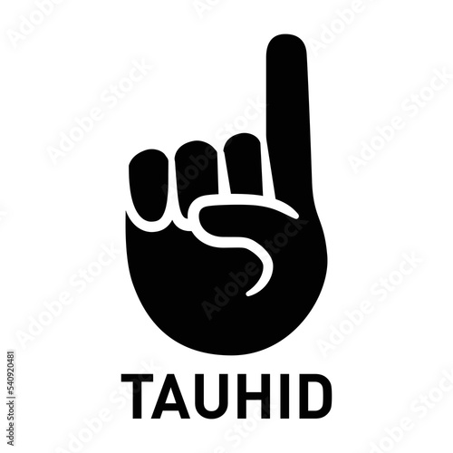 Index Pointing Up vector icon. Isolated Tauhid symbol sign. Single finger pointing upward, which could be used to represent the number one, or to ask a question. photo