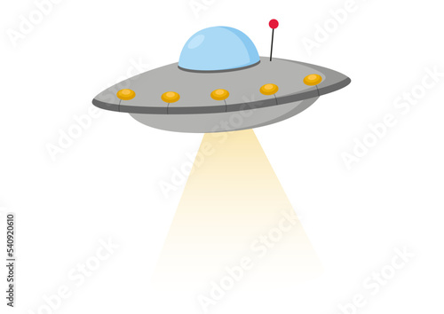 Cartoon UFO isolated on white background. Alien UFO