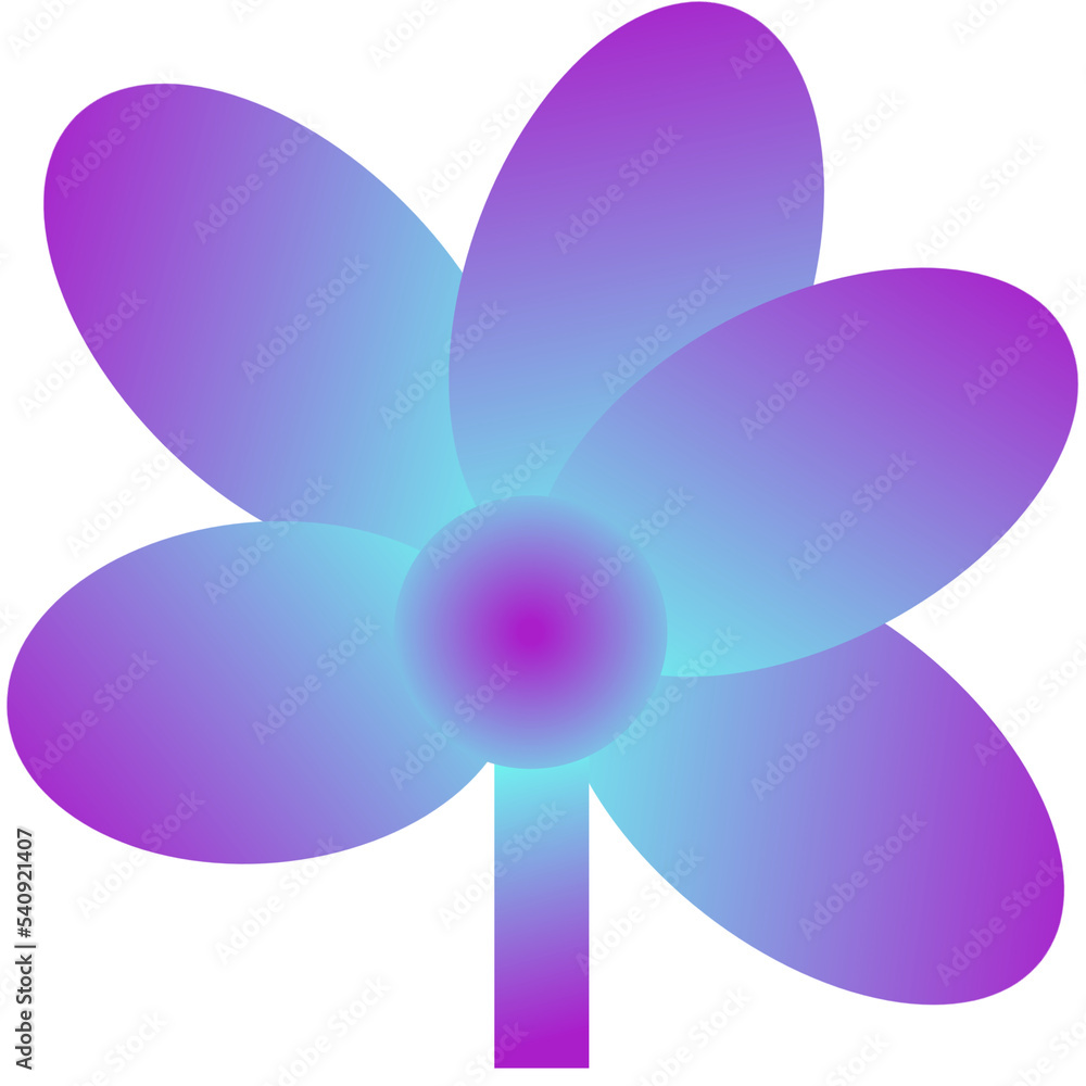 Gradient purple and blue neon flower illustration png