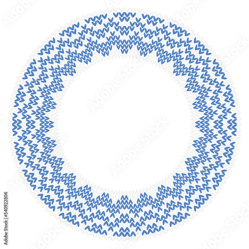 Christmas round frame border. Knitting texture design element.