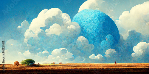 Blue landscape field