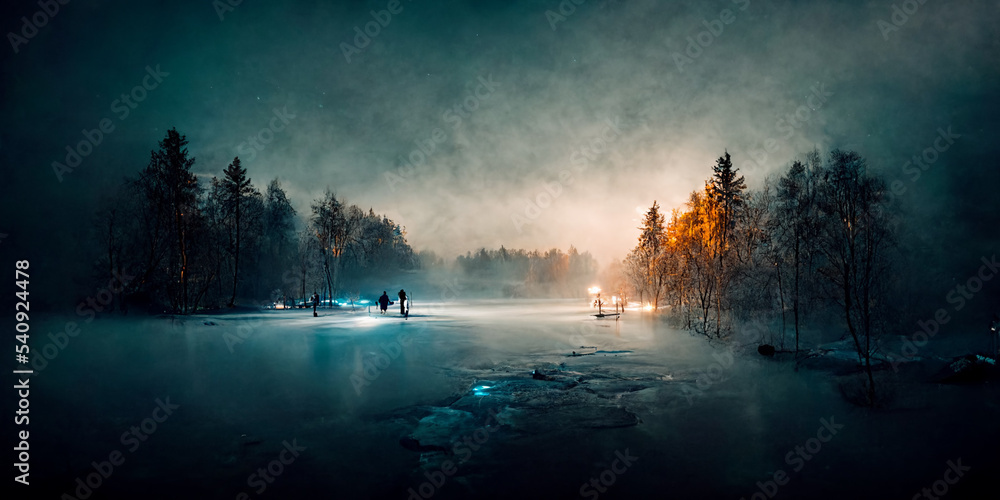 lake and fog