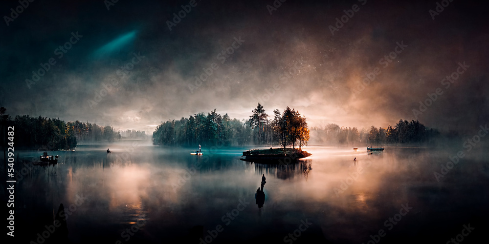 Fototapeta premium lake and fog