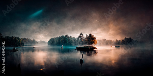 lake and fog