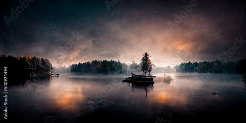 lake and fog